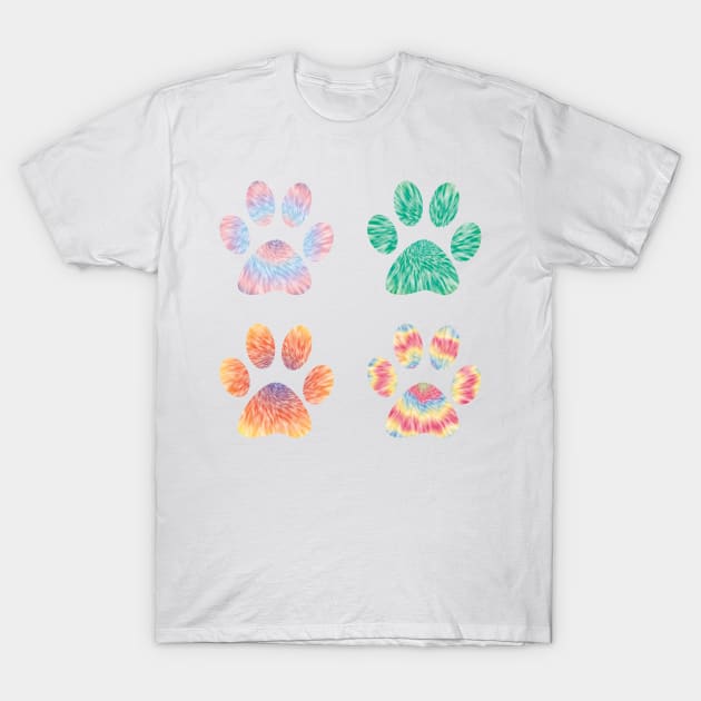 Colorful tie dye dog paws pattern T-Shirt by SamridhiVerma18